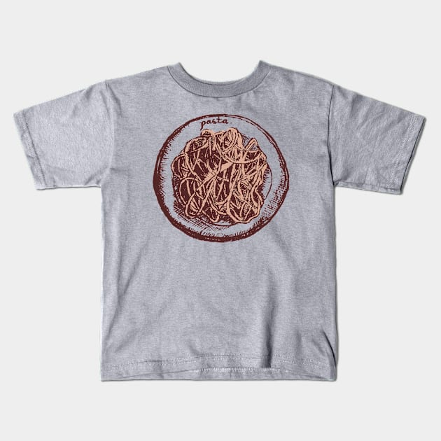 Pasta Spaghetti Lovers Sketch Kids T-Shirt by Cottonbutton